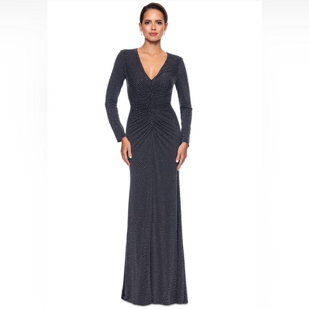 Xscape Black Gown with Silver Studs